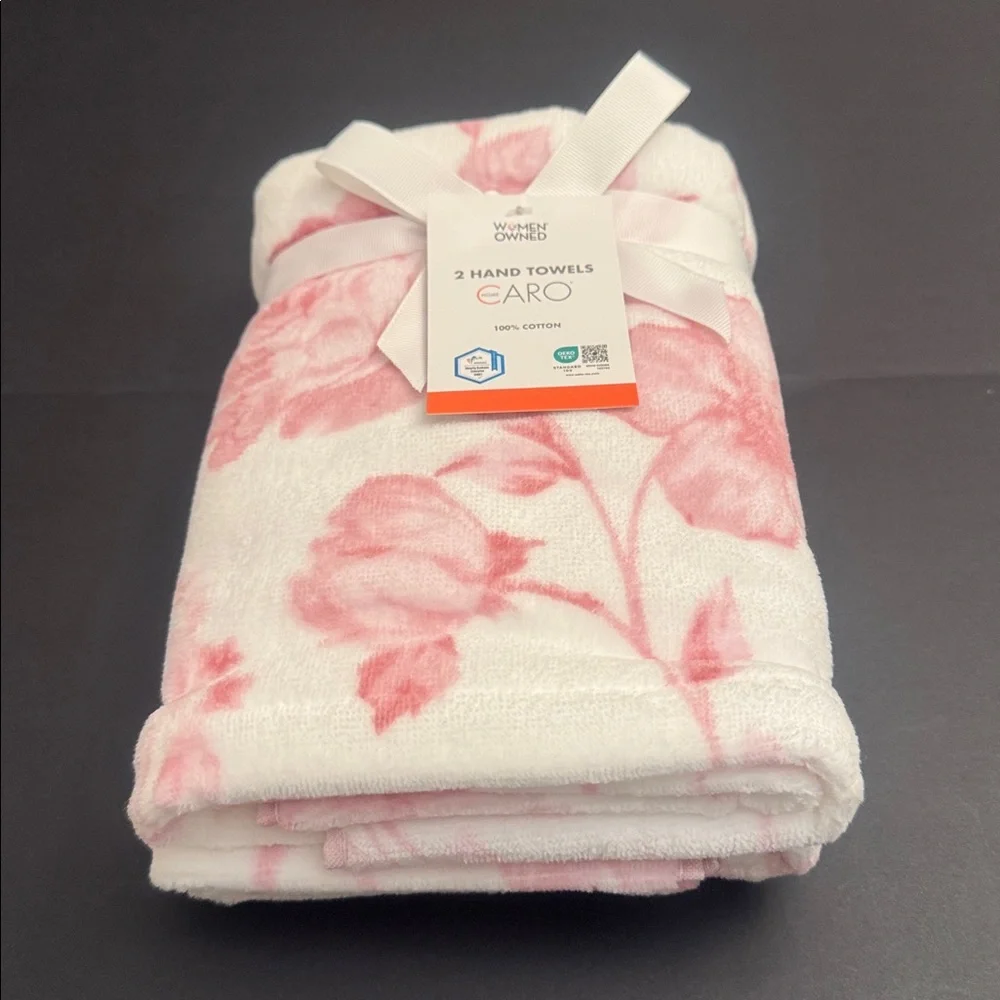 6pc CARO HOME 100% Cotton Pink Floral Bath Towel Set - Pink/White
